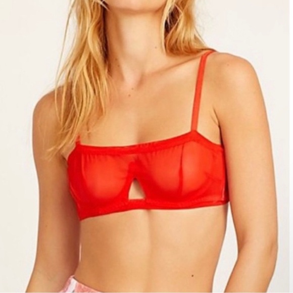 NWT We are HAH Free People Wired Bra 30-38B 30B 32B 34B 36B 38B Blood Orange Red - Picture 1 of 14
